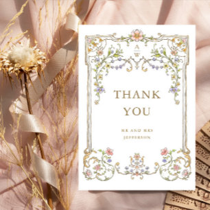 Victoriaans Grace Floral Lijst Bruiloft Bedankkaart