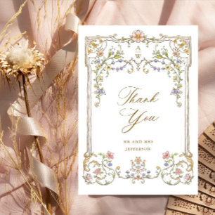 Victoriaans Grace Floral Lijst Bruiloft Bedankkaart