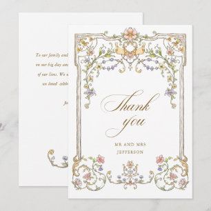 Victoriaans Grace Floral Lijst Bruiloft Bedankkaart
