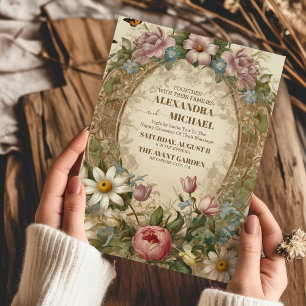 Victoriaans  Grace Floral Lijst Bruiloft Kaart