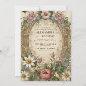Victoriaans  Grace Floral Lijst Bruiloft Kaart (Voorkant)