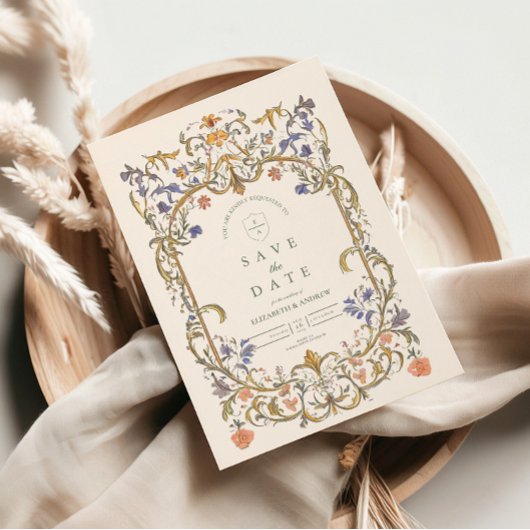 Victoriaans Grace Floral Lijst Bruiloft Save The Date