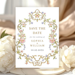 Victoriaans  Grace Floral Lijst Bruiloft Save The Date