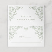 Victoriaans  Grace Floral Sage Green Wedding (Buitenkant ongevouwen)