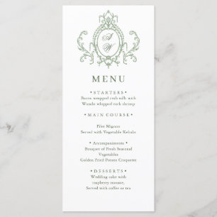 Victoriaans Grace Floral Sage Green Wedding Menu