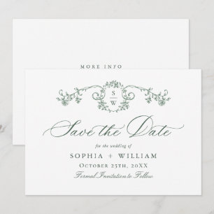 Victoriaans  Grace Floral Sage Green Wedding Save The Date