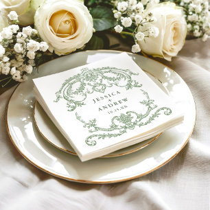 Victoriaans Grace Floral Sage Green Wedding Servet