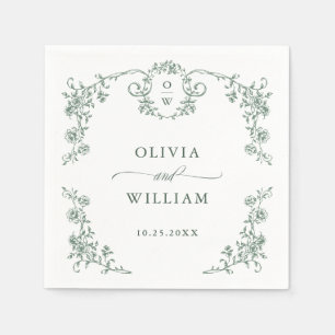Victoriaans Grace Floral Sage Green Wedding Servet