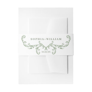 Victoriaans Grace Floral Sage Green Wedding Uitnodigingen Wikkel