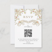 Victoriaans  Grace Floral Wedding RSVP QR-code (Voorkant)