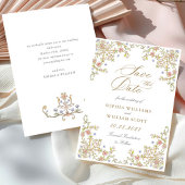 Victoriaans Grace Pastel Floral Wedding Save The Date