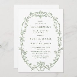 Victoriaans  Grace Sage Green ENGAGEMENT PARTY Kaart