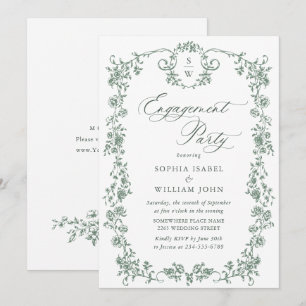 Victoriaans Grace Sage Green ENGAGEMENT PARTY Kaart
