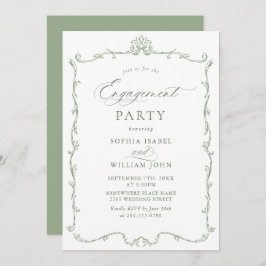 Victoriaans  Grace Sage Green ENGAGEMENT PARTY Kaart