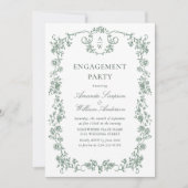 Victoriaans  Grace Sage Green ENGAGEMENT PARTY Kaart (Voorkant)