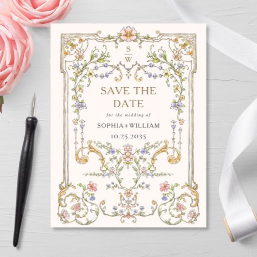 Victoriaans Grace Wedding Save the Date Briefkaart