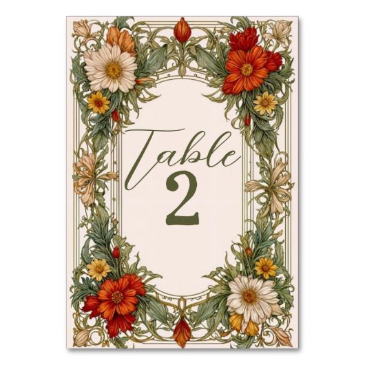 Victoriaans  grens met Wildflower Wedding Kaart (Achterkant)