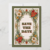 Victoriaans grens met Wildflower Wedding Save The Date (Voorkant)