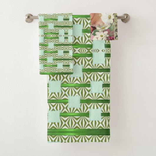 Victoriaans groene badkamer handdoek sets (Insitu)