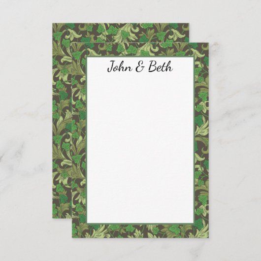 Victoriaans Groene Ivy Groei op Trellis Bedankkaart (Voorkant / Achterkant)