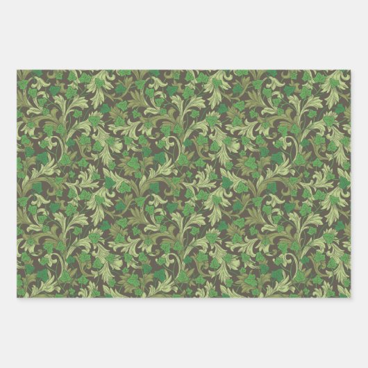 Victoriaans  Groene Ivy Groei op Trellis Inpakpapier Vel (Voorkant 2)