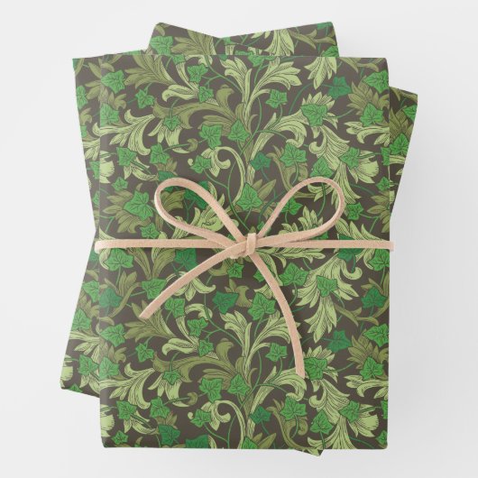 Victoriaans  Groene Ivy Groei op Trellis Inpakpapier Vel (In situ)