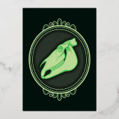 Victoriaans Groene Nightmare Halloween Party Folie Uitnodiging (Achterkant)