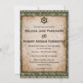 Victoriaans groene steampunk bruiloft uitnodiging (Voorkant)
