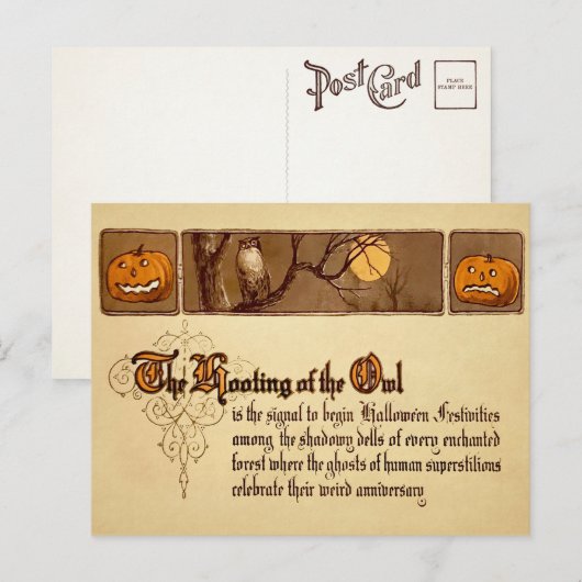Victoriaans Halloween Hooting Owl Briefkaart (Voorkant / Achterkant)