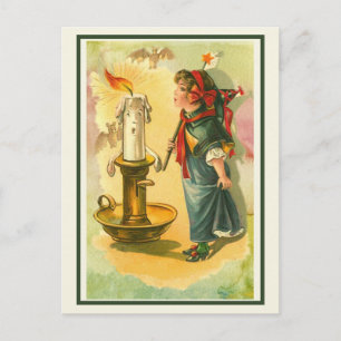  Victoriaans halloween meisje in een Witch Dress Briefkaart