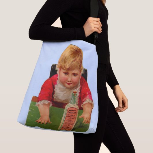 Victoriaans handelskaart: Scott's Emulsion Castor Crossbody Tas (Dichtbij)