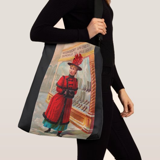 Victoriaans handelskaart: Woonsocket-specificaties Crossbody Tas (Dichtbij)