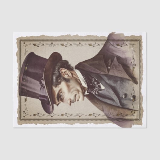 Victoriaans  heren Portrait Decoupage Tissuepapier (Voorkant)