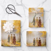 Victoriaans herfstwandelcadeaupapier