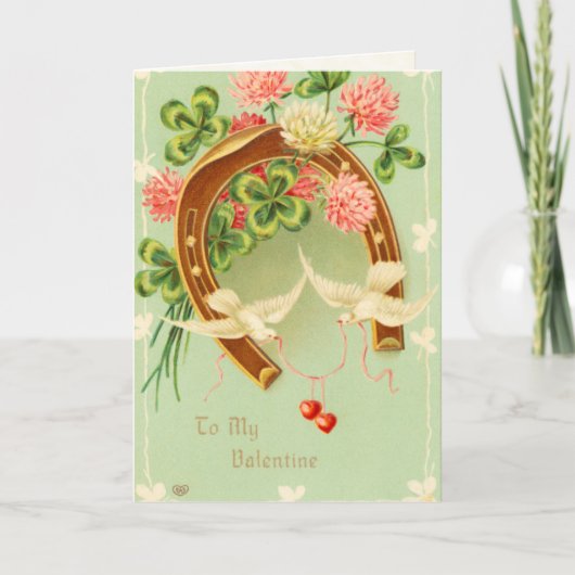 Victoriaans Hoefijzer Valentijnsdag Kaart (Voorkant)