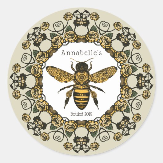 Victoriaans honingetiket ronde sticker (Voorkant)