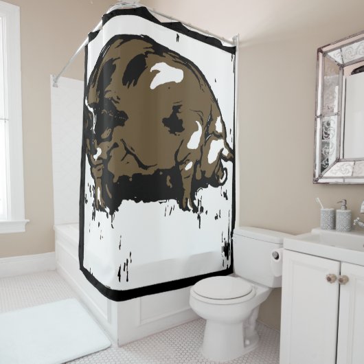 Victoriaans houtsnede boerderijdieren Varkens Douchegordijn (In situ)