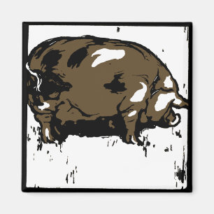 Victoriaans houtsnede boerderijdieren Varkens Magneet