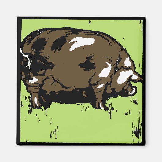 Victoriaans houtsnede boerderijdieren Varkens Magneet (Voorkant)