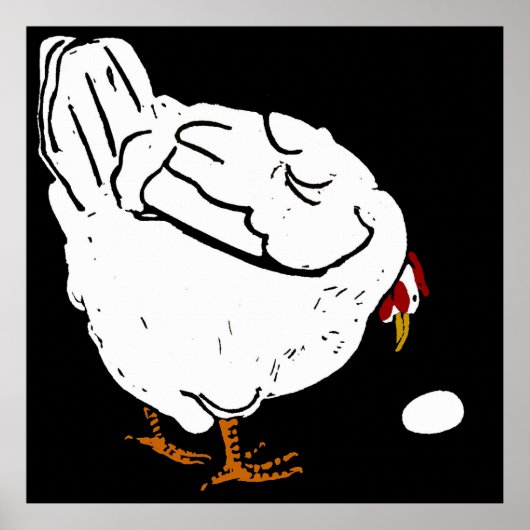 Victoriaans Houtsnede Farm Animals Chicken and Egg Poster (Voorkant)