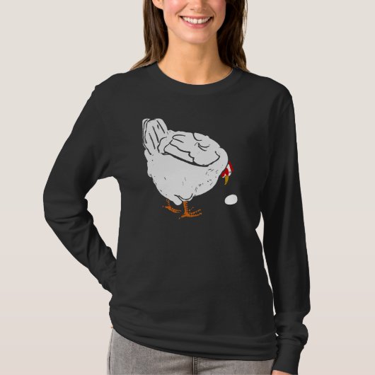 Victoriaans houtsnede Kip en Egg On T Shirt (Voorkant)