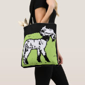 Victoriaans houtsnede lammeren op tas (Dichtbij)