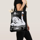 Victoriaans houtsnede zwanen op tas (Dichtbij)