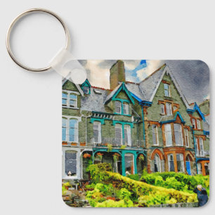 Victoriaans huis in Keswick geschilderd in waterve Sleutelhanger