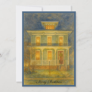 Victoriaans huis kerstkaart