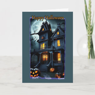 Victoriaans huis met balkons Halloween Kaart