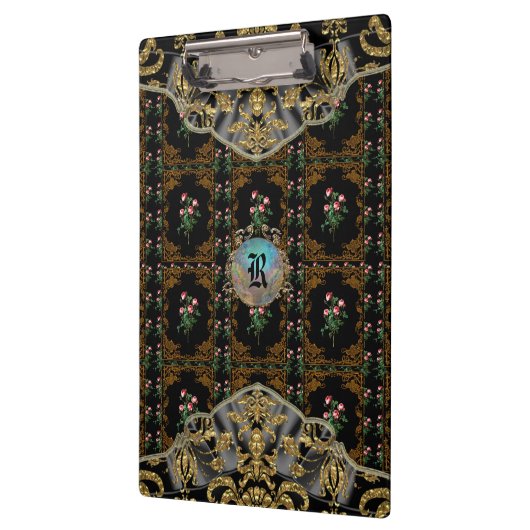 Victoriaans II Lashers Elegant Floral Monogram Klembord (Links)