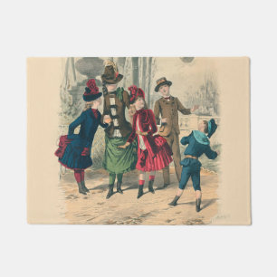 Victoriaans illustratie van de Mode van kinderen Deurmat