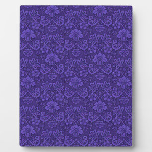 Victoriaans Indigo Damask Paisley Floral Fotoplaat