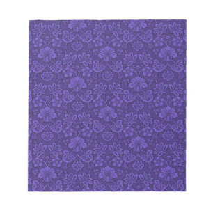 Victoriaans Indigo Damask Paisley Floral Notitieblok